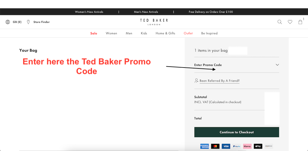 Kako koristiti promotivni kod Ted Baker na blagajni